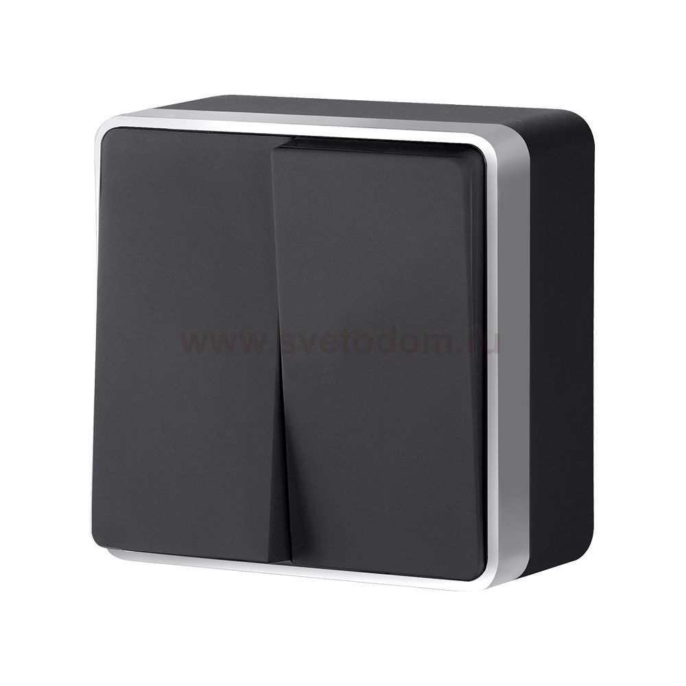 Выключатель двухклавишный Gallant черный с серебром W5020034 W5020034