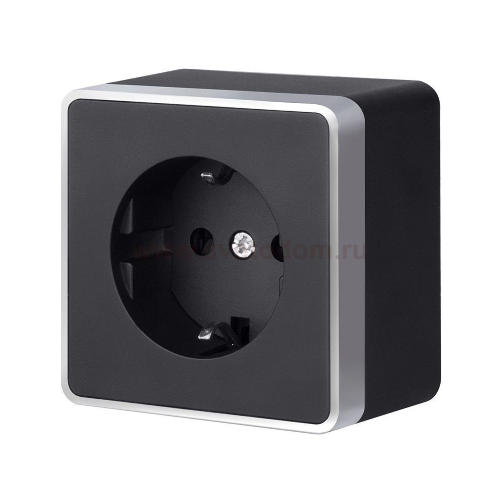 Розетка с заземлением Gallant черный с серебром W5071034 W5071034
