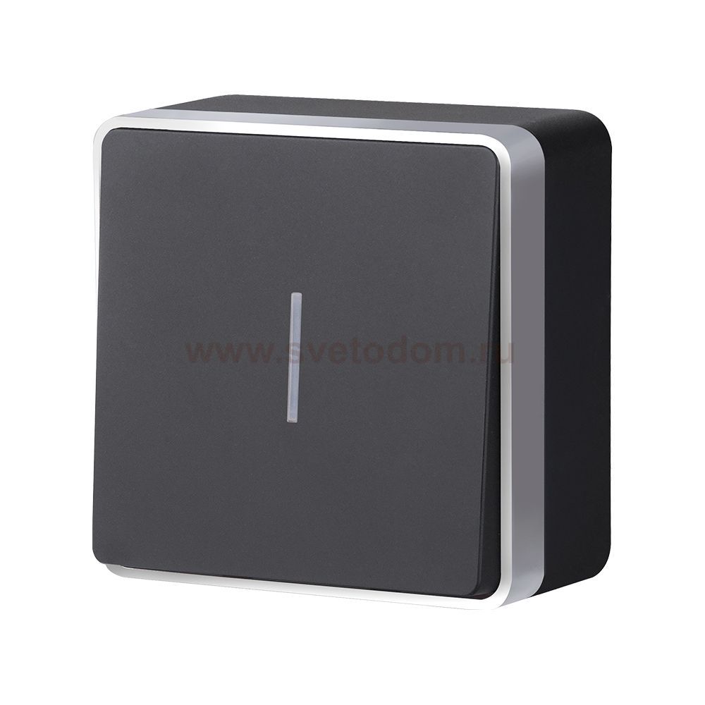 Выключатель одноклавишный с подсветкой Gallant черный с серебром W5010134 W5010134