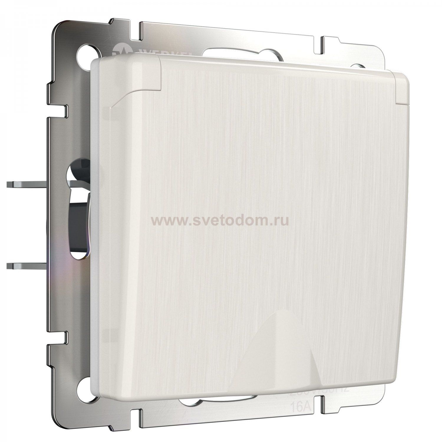 Розетка влагозащ. с зазем. с защит. крышкой и шторками (перламутровый рифленый) W1171213 Werkel