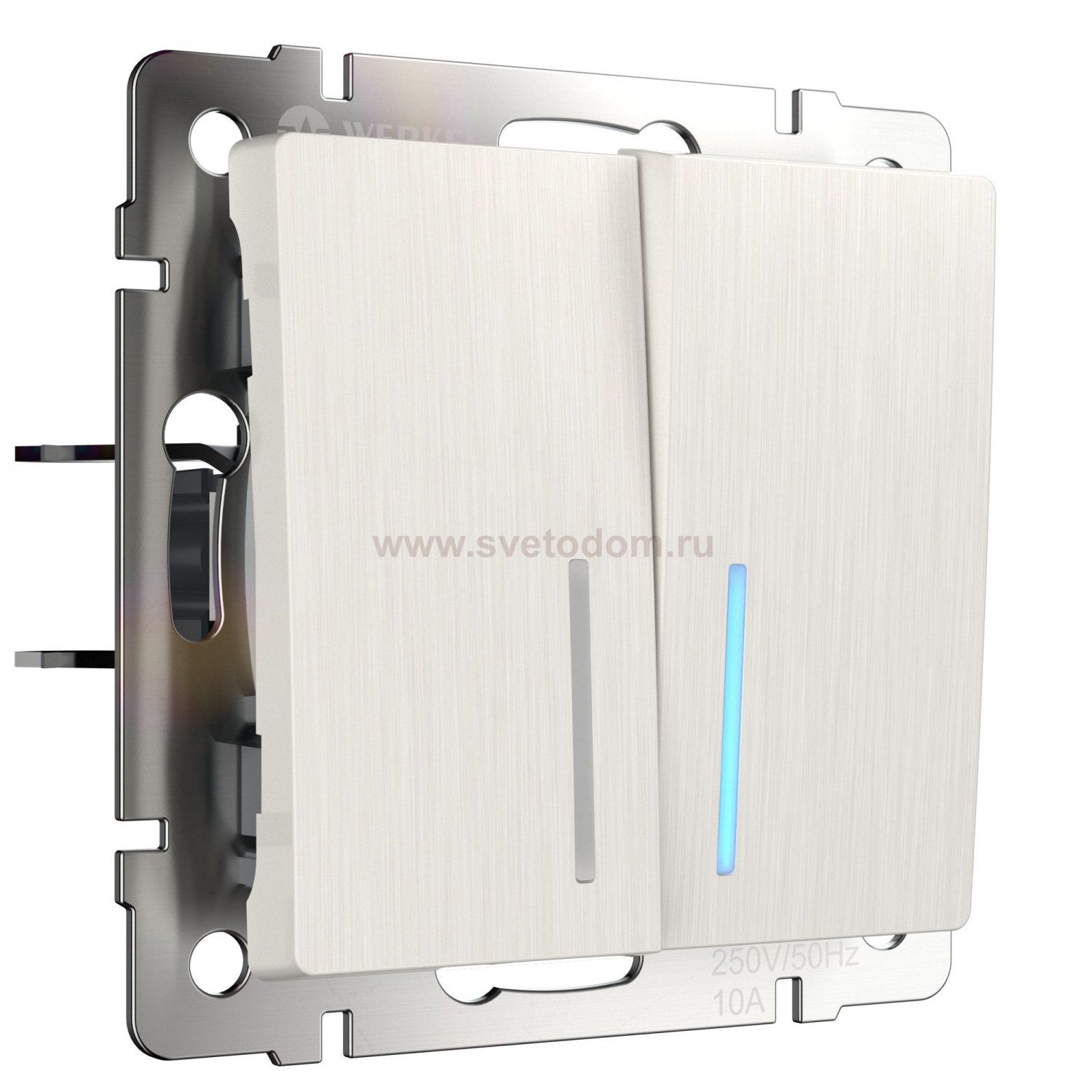 Выключатель двухклавишный с подсветкой (перламутровый рифленый) W1120113 Werkel