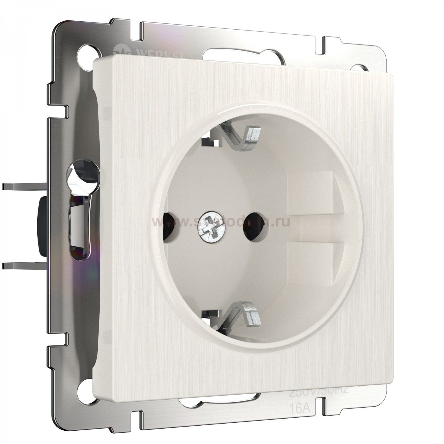 Розетка с заземлением и шторками (перламутровый рифленый) W1171113 Werkel