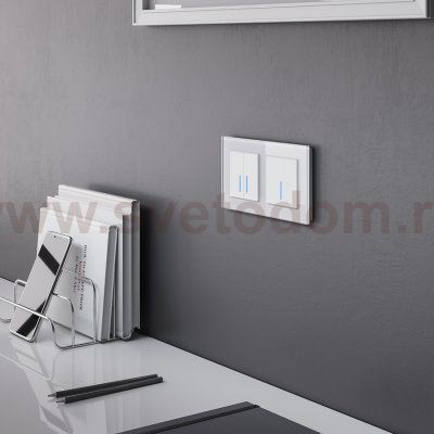 Рамка на 2 поста (белый,стекло) W0021101 Werkel