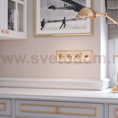 Рамка на 4 поста (золото/белый) W0041329 Werkel