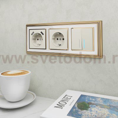 Рамка на 3 поста (золото/белый) W0031329 Werkel