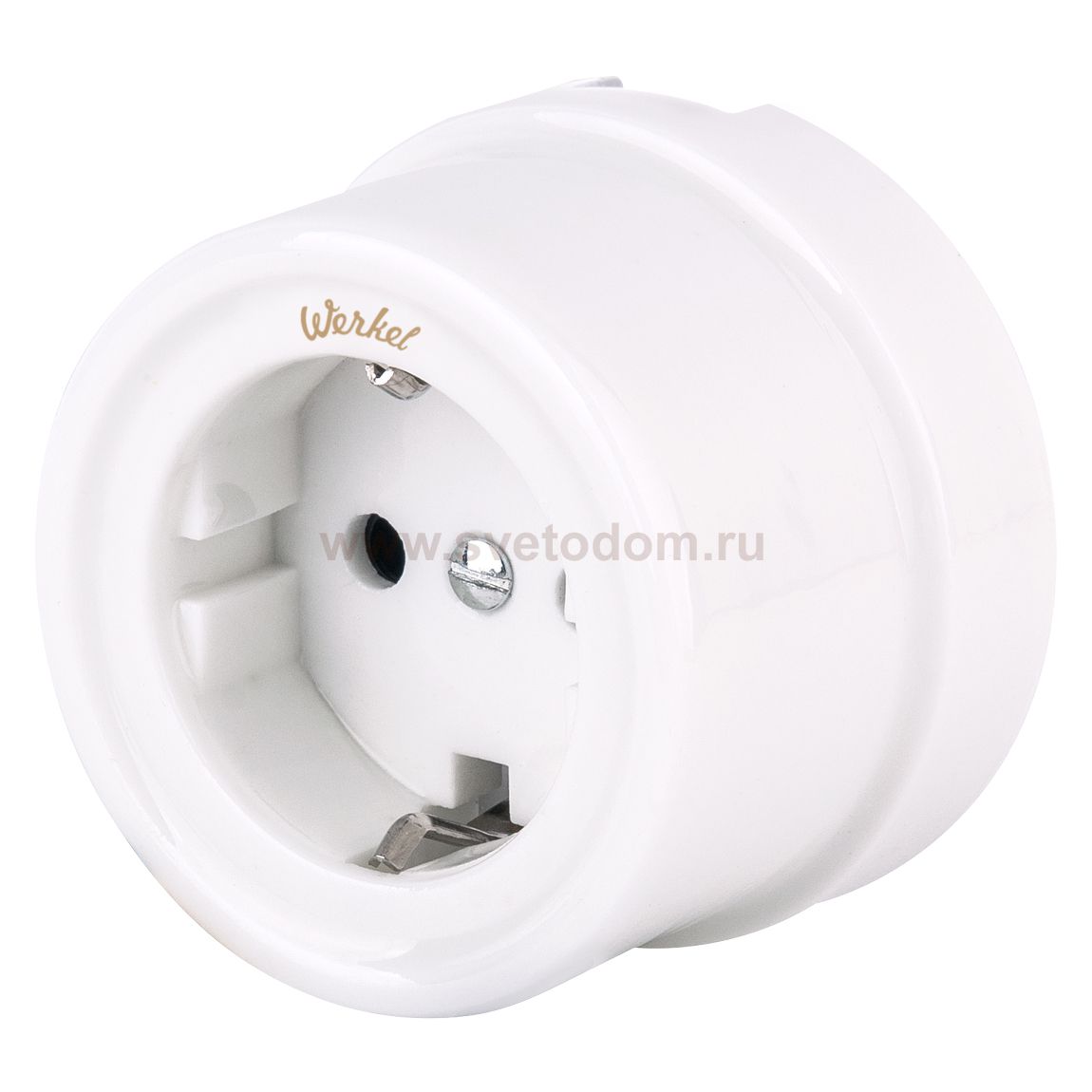 Розетка с заземлением (белый) Ретро Werkel W5671001