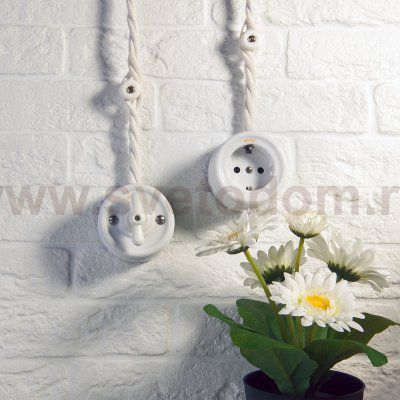 Розетка с заземлением (белый) Ретро Werkel W5671001