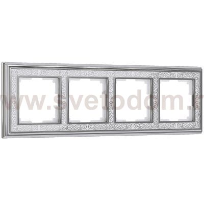 Рамка на 4 поста (хром/белый) Werkel W0041431