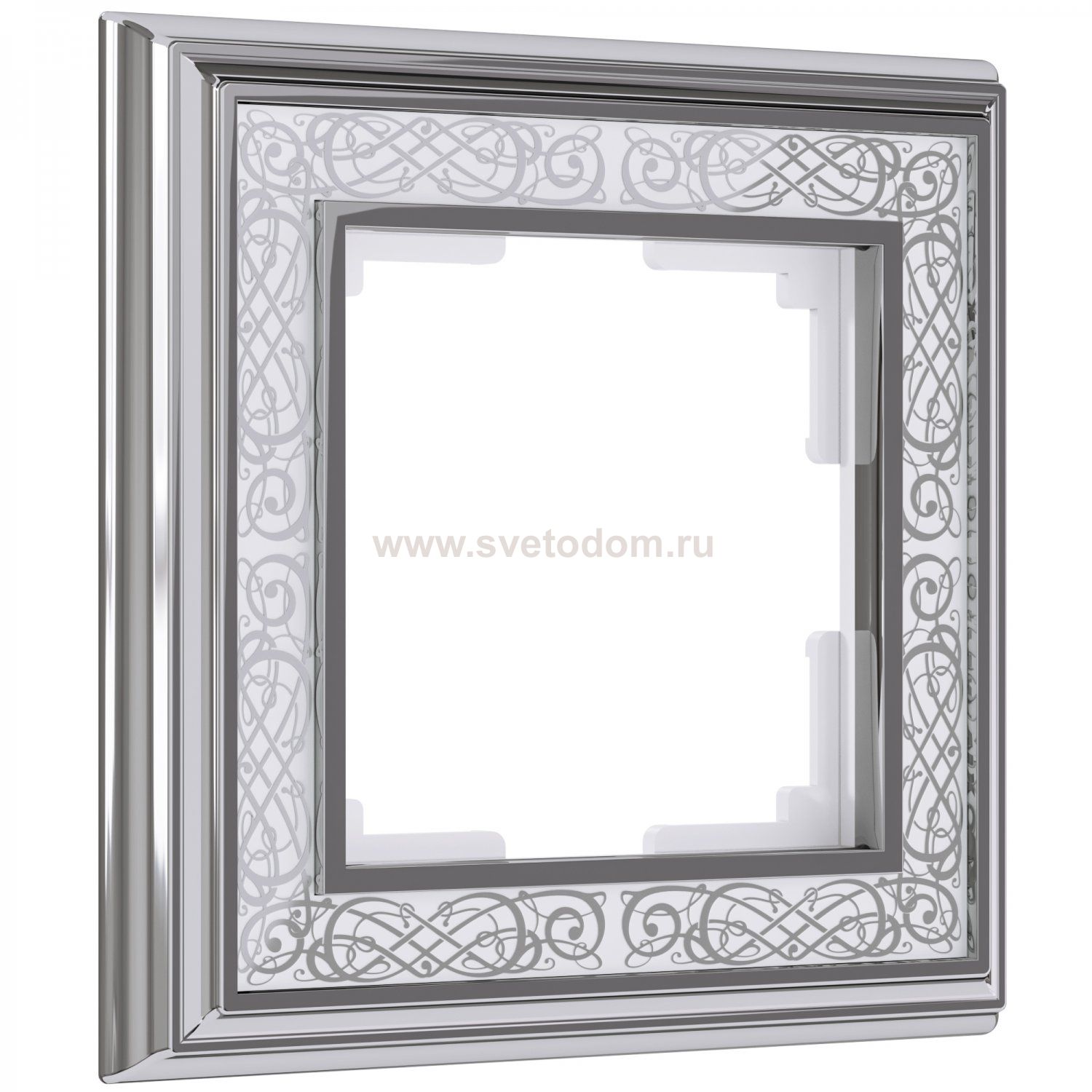 Рамка на 1 пост (хром/белый) W0011431 Werkel