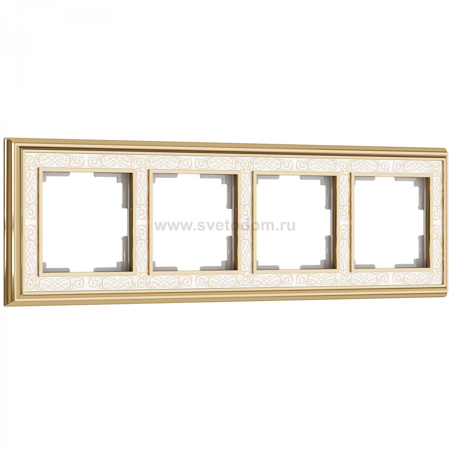 Рамка на 4 поста (золото/белый) W0041429 Werkel