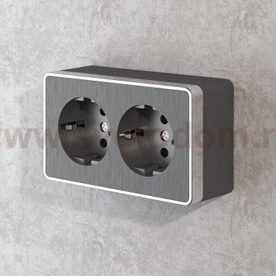 Розетка двойная с заземлением Gallant (графит рифленый) W5072104 Werkel