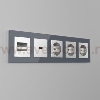 Розетка с заземлением и шторками (cеребряный рифленый) W1171109 Werkel