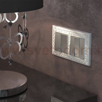 Выключатель  двухклавишный (cеребряный рифленый) W1120009 Werkel