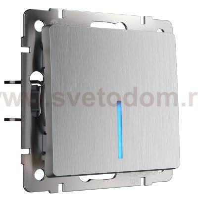 Выключатель одноклавишный с подсветкой (cеребряный рифленый) W1110109 Werkel