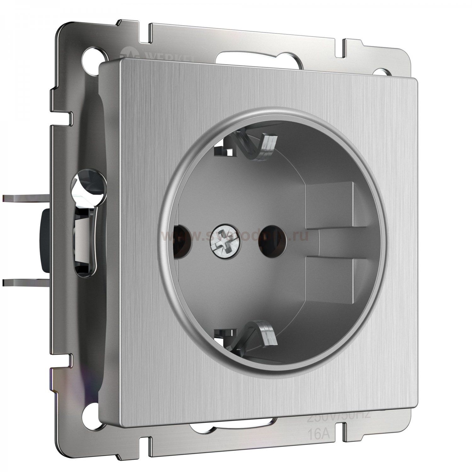 Розетка с заземлением (cеребряный рифленый) W1171009 Werkel