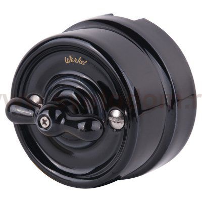 Выключатель на 4 положения двухклавишный (черный) Ретро Werkel W5620008