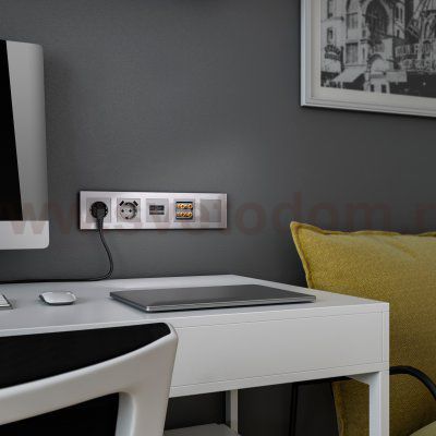 Розетка с заземлением, безвинтовой зажим (серебряный) W1171306 Werkel