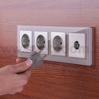 ТВ-розетка проходная (серебряный) Werkel W1184006