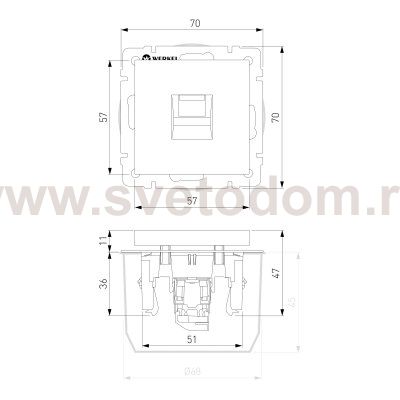 Розетка Ethernet RJ-45 (черный матовый) W1181008 Werkel
