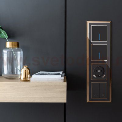 Выключатель одноклавишный проходной с подсветкой (черный матовый) W1112108 Werkel