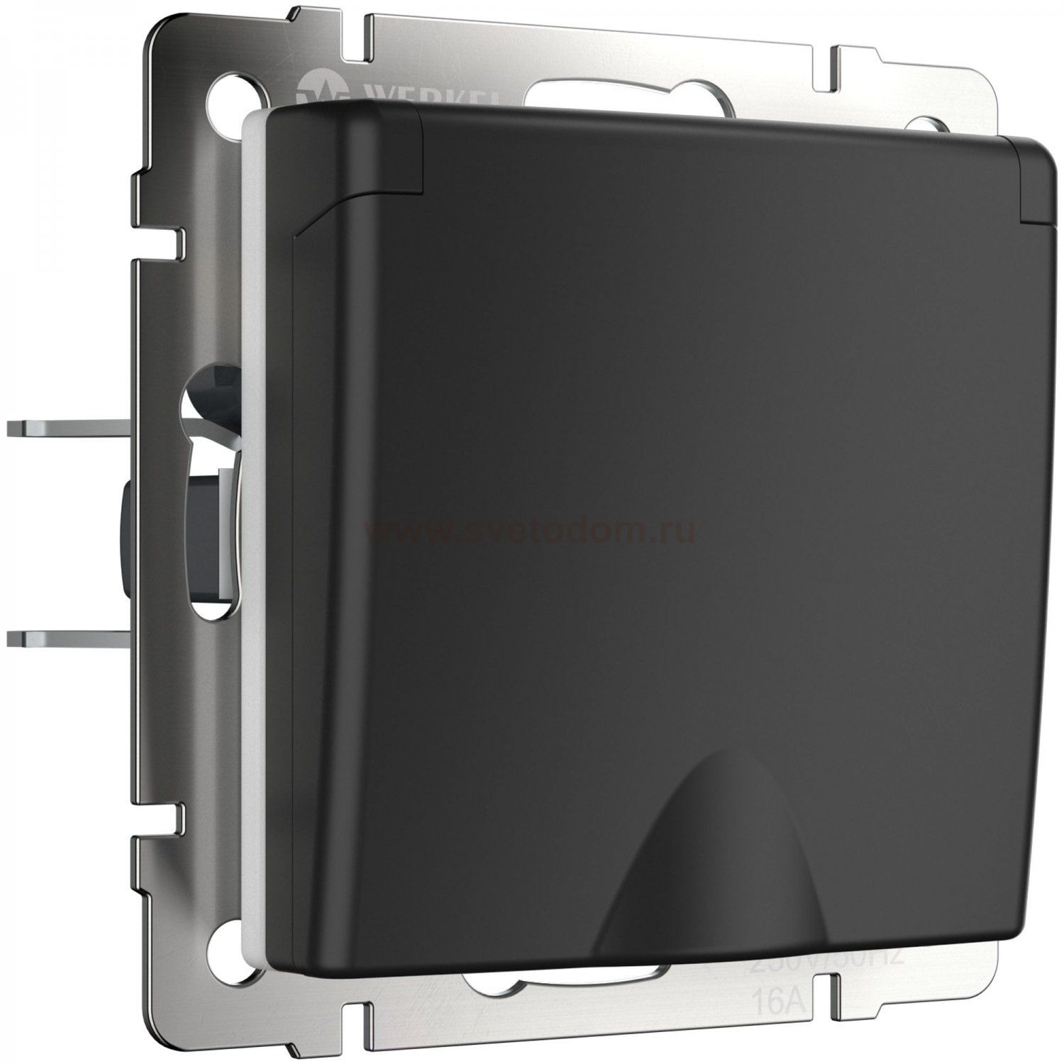 Розетка влагозащ. с зазем. с защит. крышкой и шторками (черный матовый) W1171208 Werkel