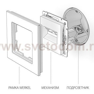 Розетка двойная Ethernet RJ-45 (черный матовый) W1182208 Werkel
