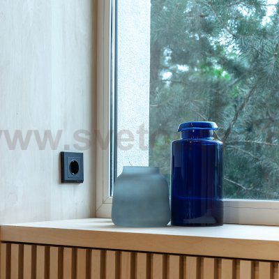 Розетка с заземлением и шторками (черный матовый) W1171108 Werkel