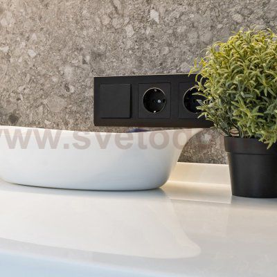 Розетка с заземлением и шторками (черный матовый) W1171108 Werkel