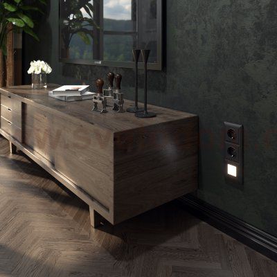 Розетка с заземлением и шторками (черный матовый) W1171108 Werkel