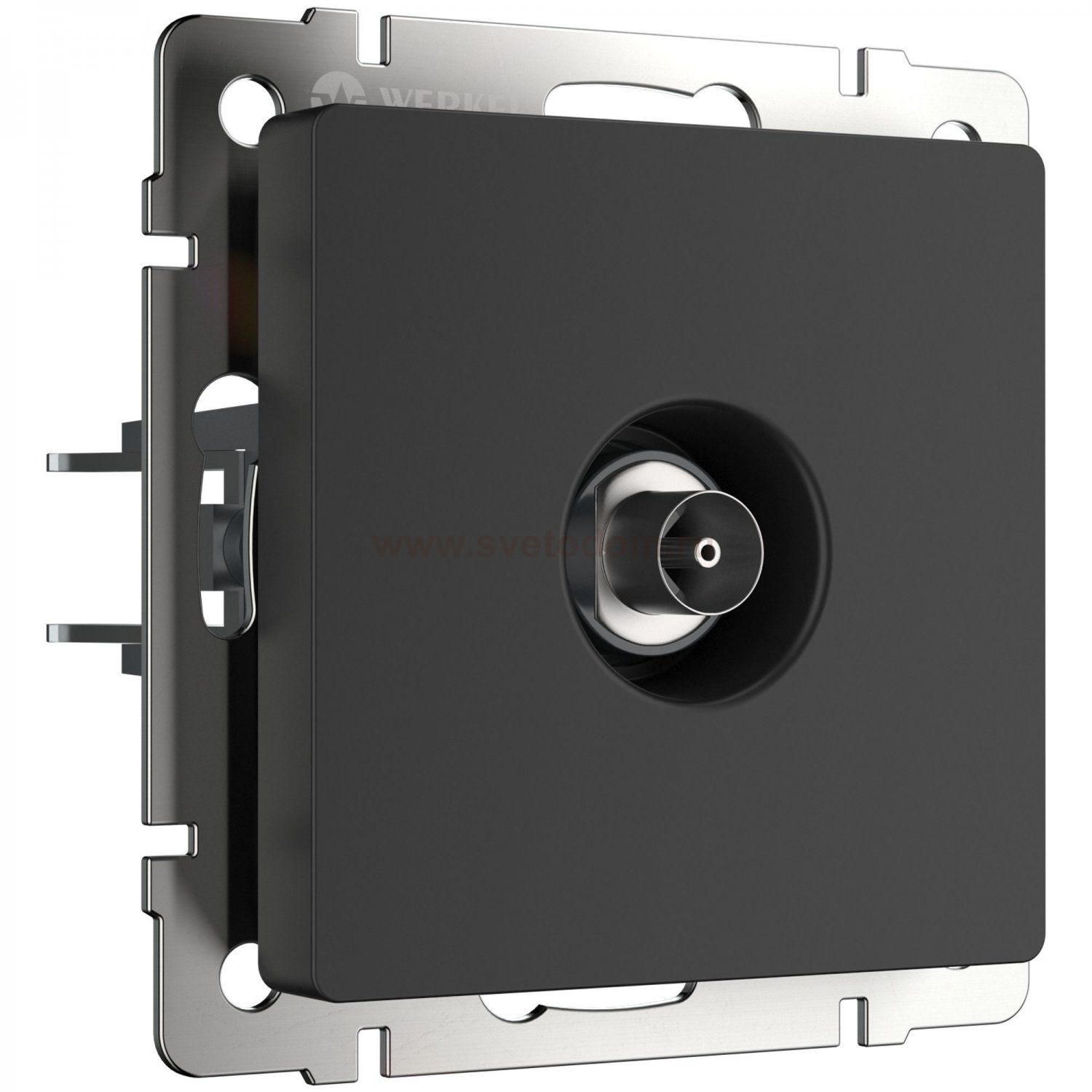 ТВ-розетка проходная (черный матовый) Werkel W1184008