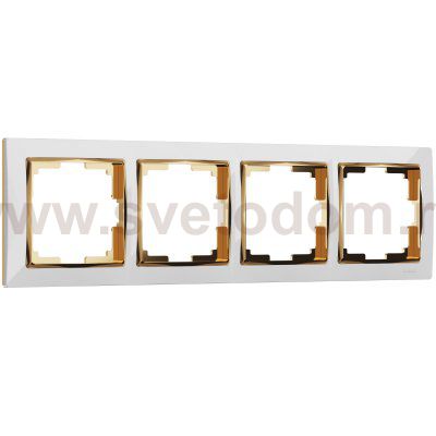 Рамка на 4 поста (белый/золото) W0041933 Werkel