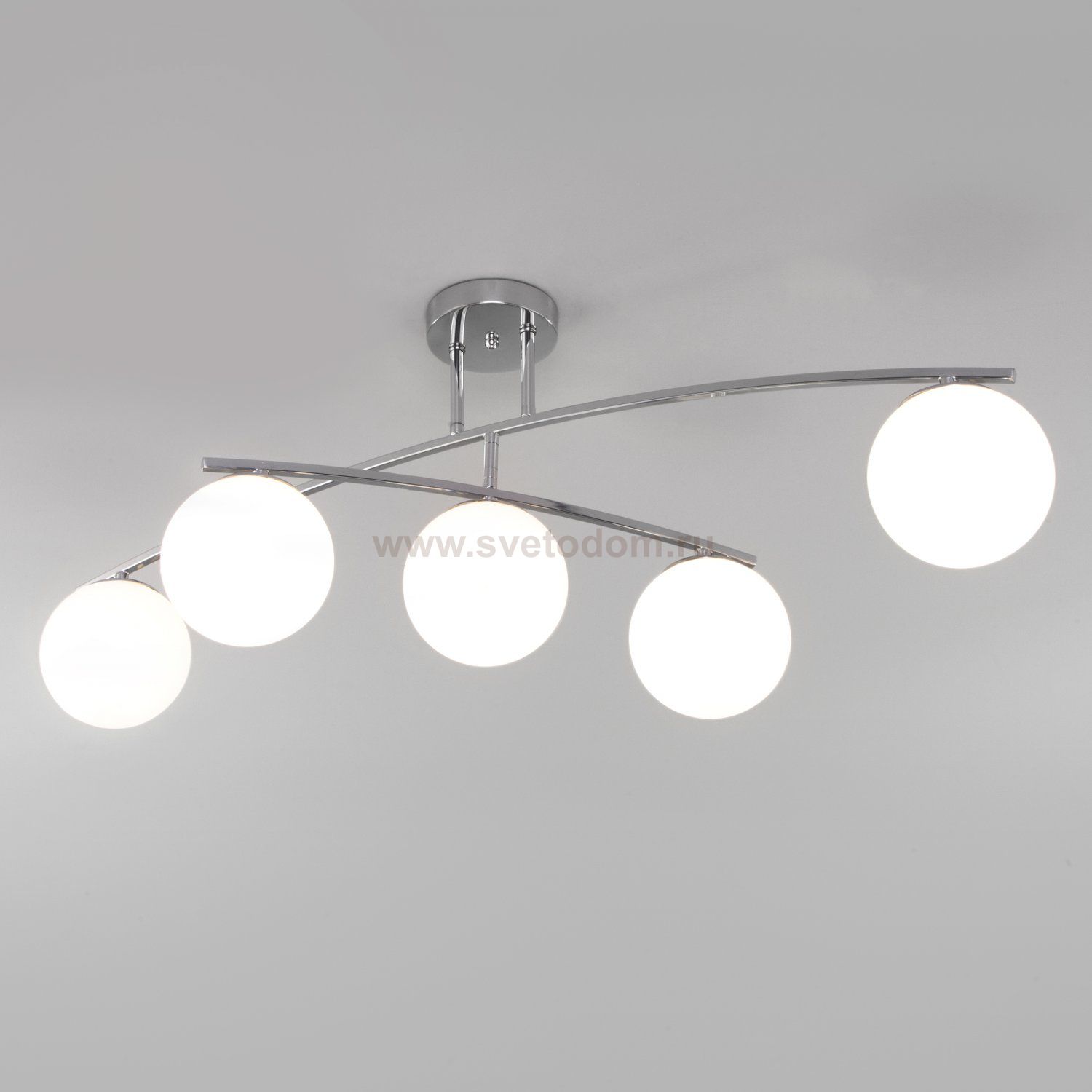 Потолочная люстра со стеклянными плафонами Eurosvet 30170/5 хром Bronx