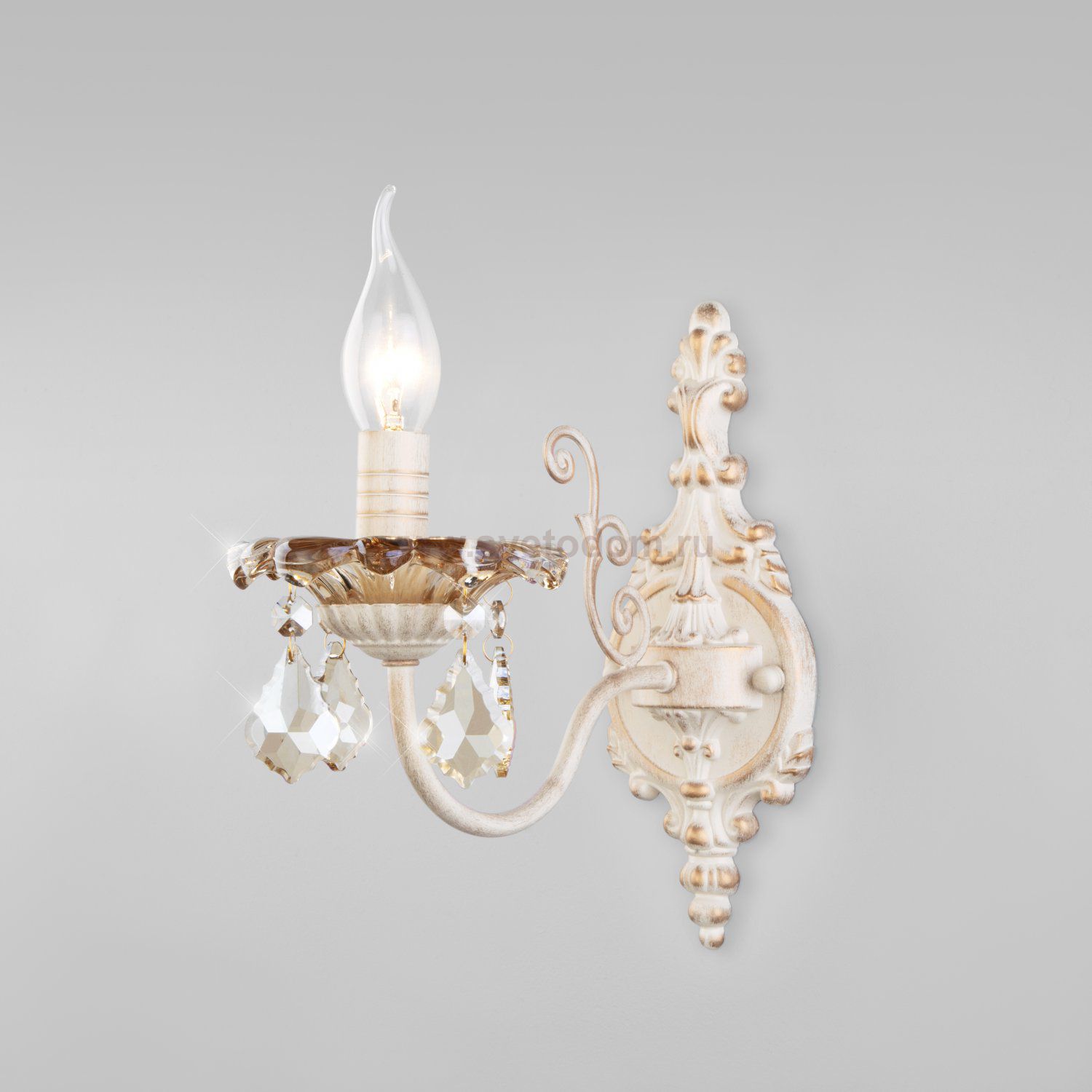 Настенный светильник бра Eurosvet 10118/1 белый с золотом/тонированный хрусталь Strotskis 