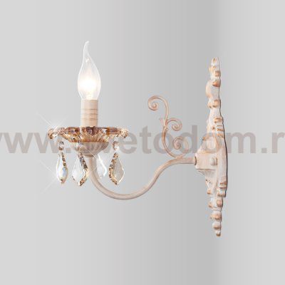 Настенный светильник бра Eurosvet 10118/1 белый с золотом/тонированный хрусталь Strotskis 