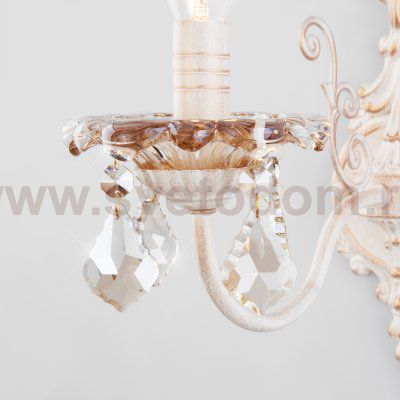 Настенный светильник бра Eurosvet 10118/1 белый с золотом/тонированный хрусталь Strotskis 
