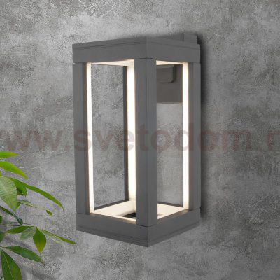 Уличный настенный светодиодный светильник Frame LED IP54 1527 TECHNO LED серый Elektrostandard