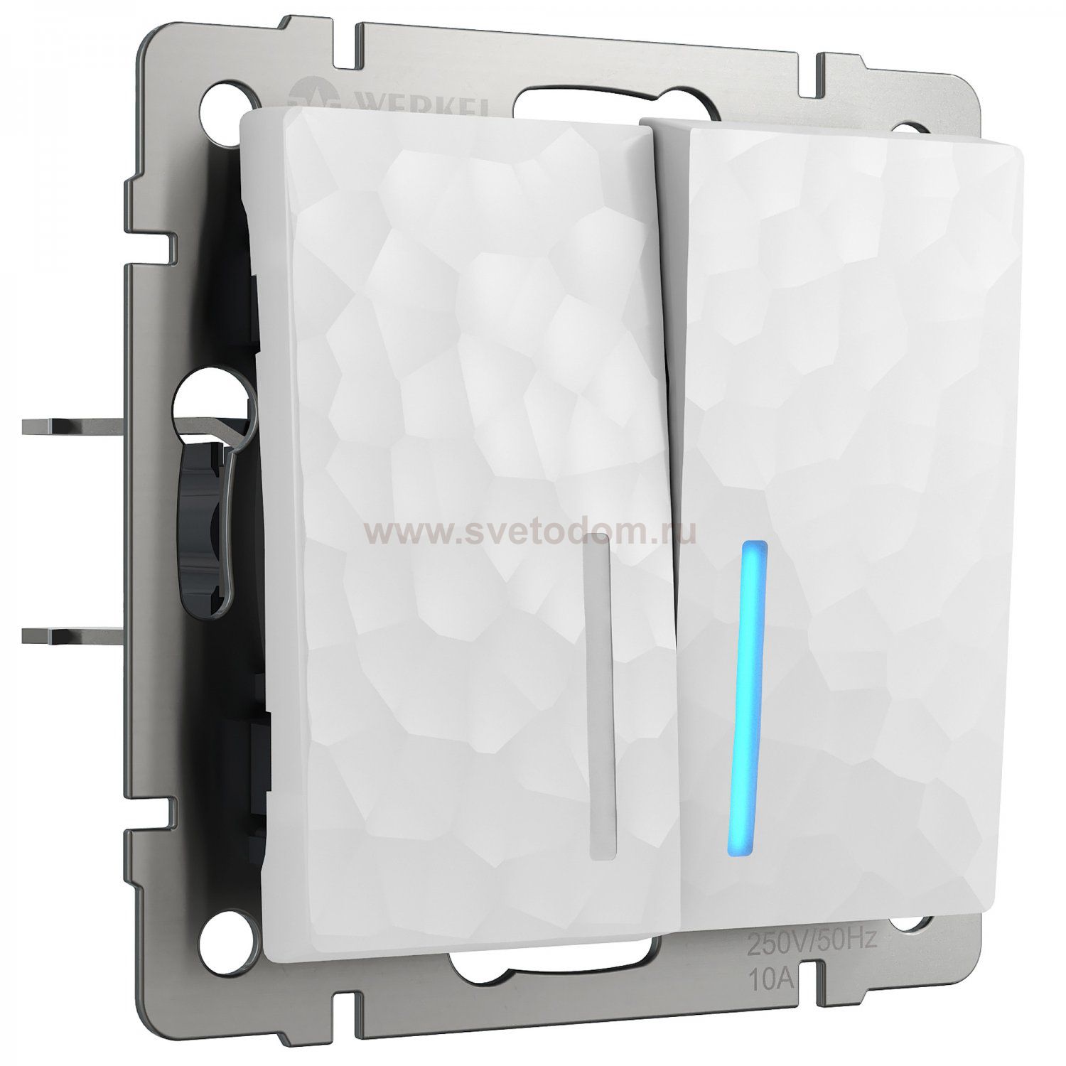 Выключатель двухклавишный с подсветкой (белый) W1220101 Werkel