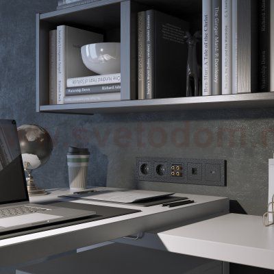 Розетка с заземлением и шторками (черный) W1271108 Werkel