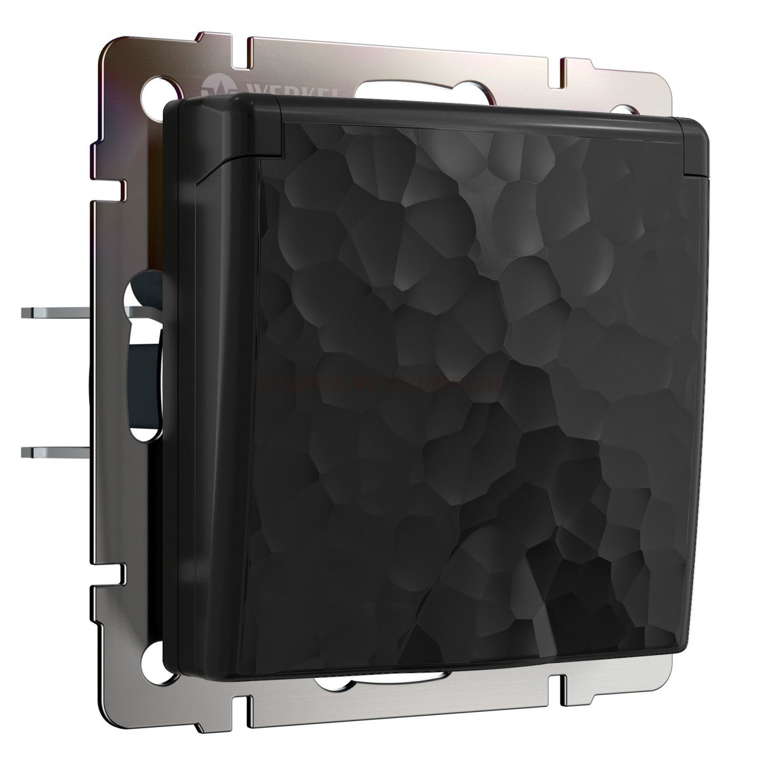 Розетка влагозащ. с зазем. с защит. крышкой и шторками (черный) W1271208 Werkel