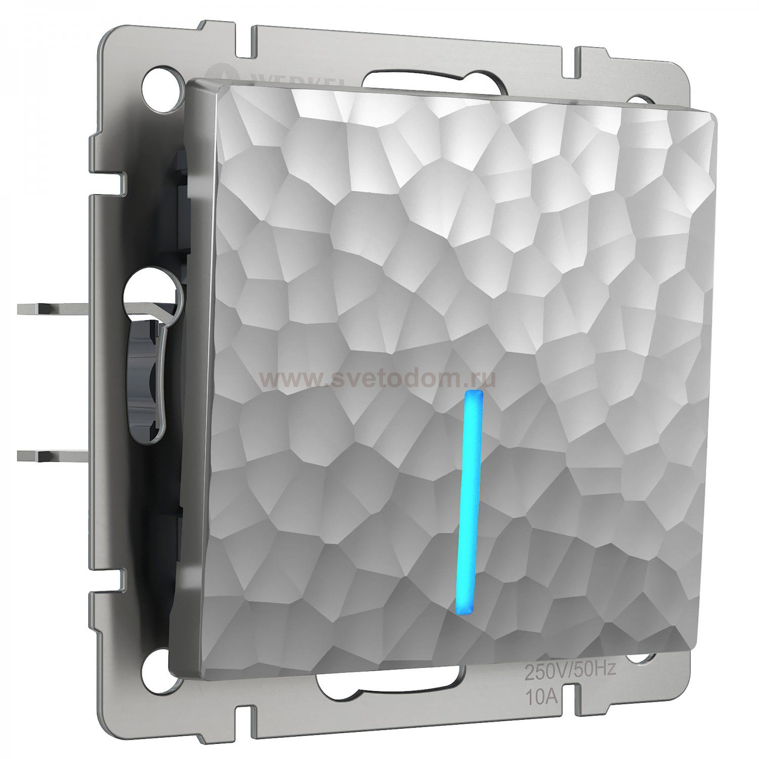 Выключатель одноклавишный с подсветкой (серебряный) W1210106 Werkel