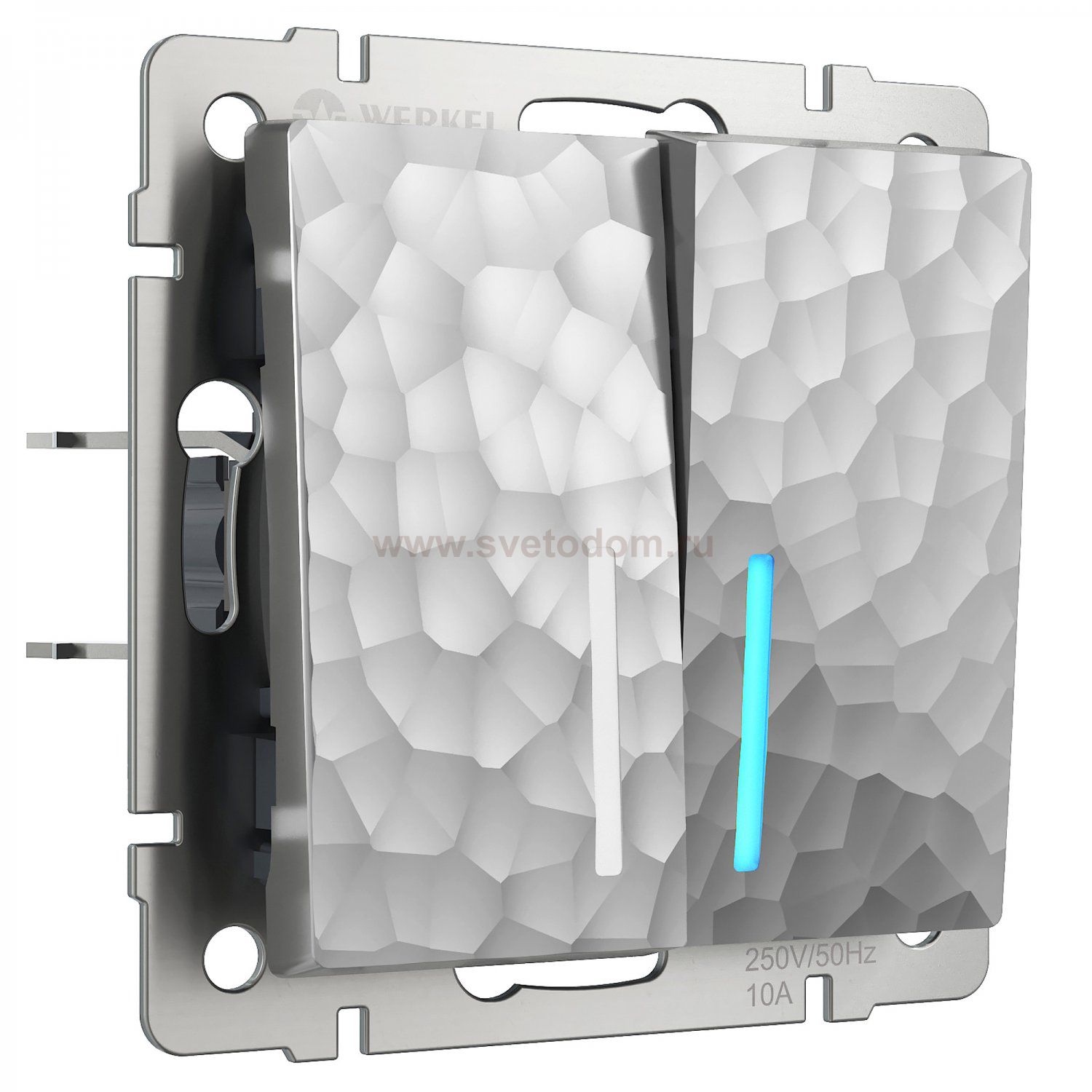 Выключатель двухклавишный с подсветкой (серебряный) W1220106 Werkel