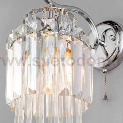 Настенный светильник Eurosvet 10119/1 хром/прозрачный хрусталь Strotskis Sevilia