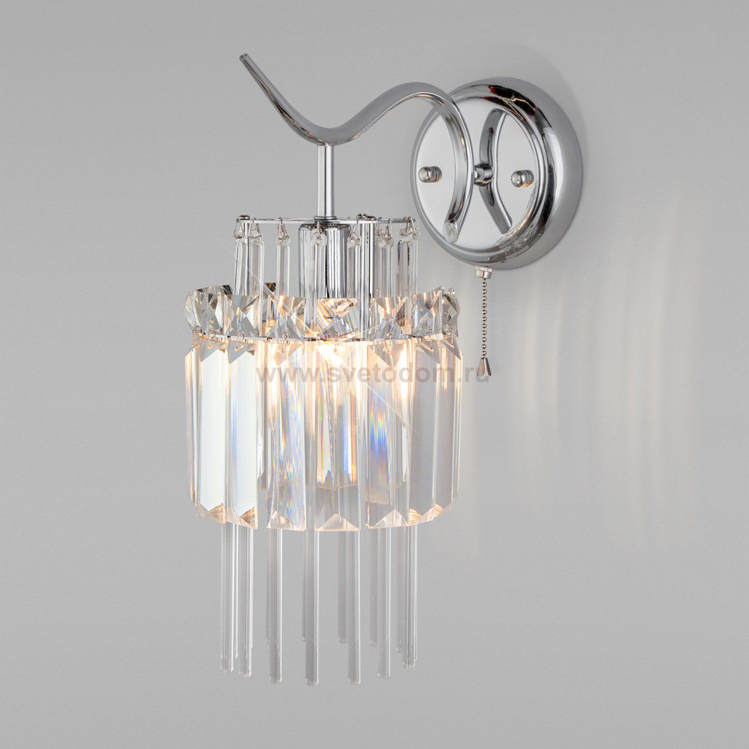 Настенный светильник Eurosvet 10119/1 хром/прозрачный хрусталь Strotskis Sevilia
