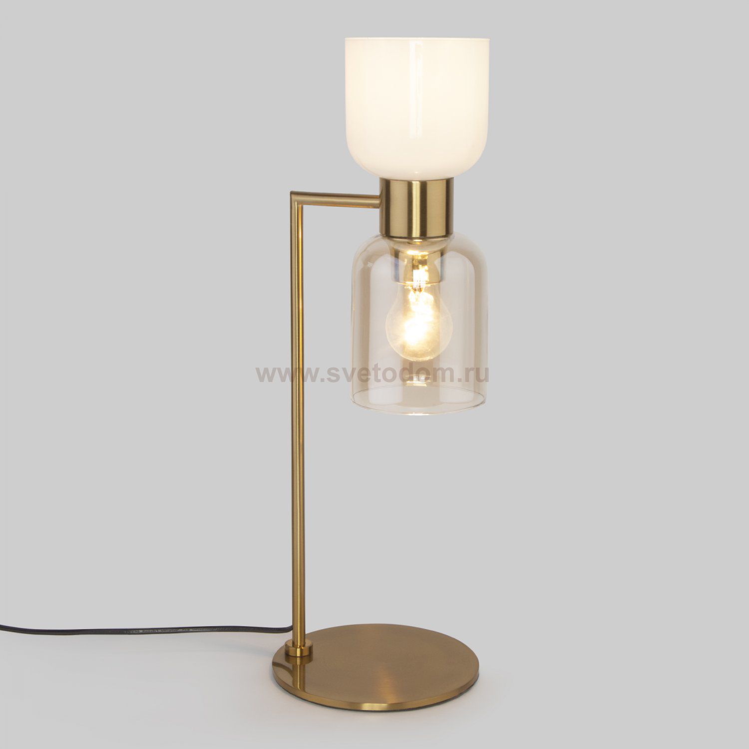 Настольная лампа со стеклянными плафонами Eurosvet 01084/2 латунь Tandem