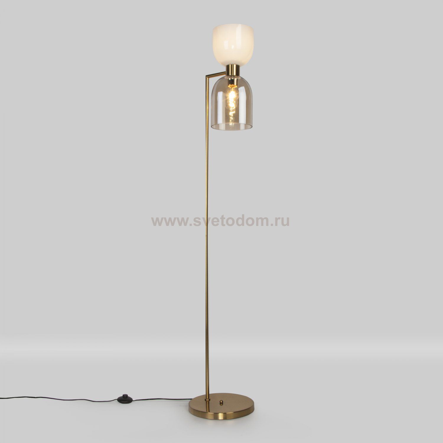 Торшер со стеклянными плафонами Eurosvet 01085/2 латунь Tandem