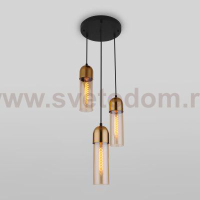 Подвесной светильник со стеклянными плафонами Eurosvet 50180/3 янтарный Airon