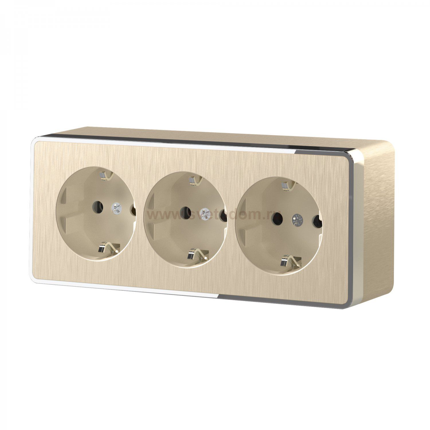 Розетка тройная с заземлением и шторками Gallant (шампань рифленый) Werkel W5073110