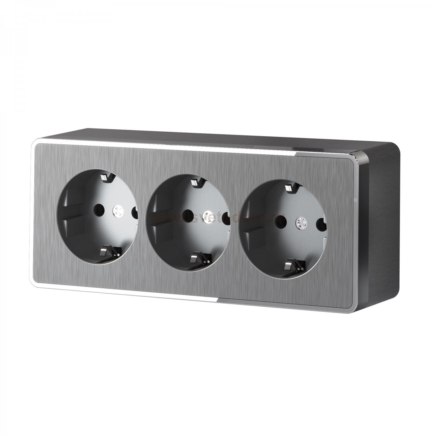 Розетка тройная с заземлением и шторками Gallant (графит рифленый) Werkel W5073104