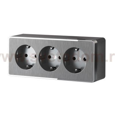 Розетка тройная с заземлением и шторками Gallant (графит рифленый) Werkel W5073104
