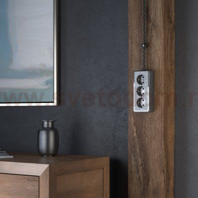 Розетка тройная с заземлением и шторками Gallant (графит рифленый) Werkel W5073104